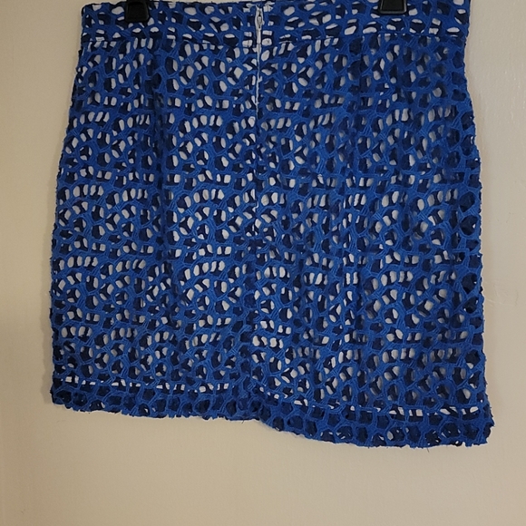 🎊HP🎉French Connection Blue Crocheted Mini Skirt - Picture 3 of 5